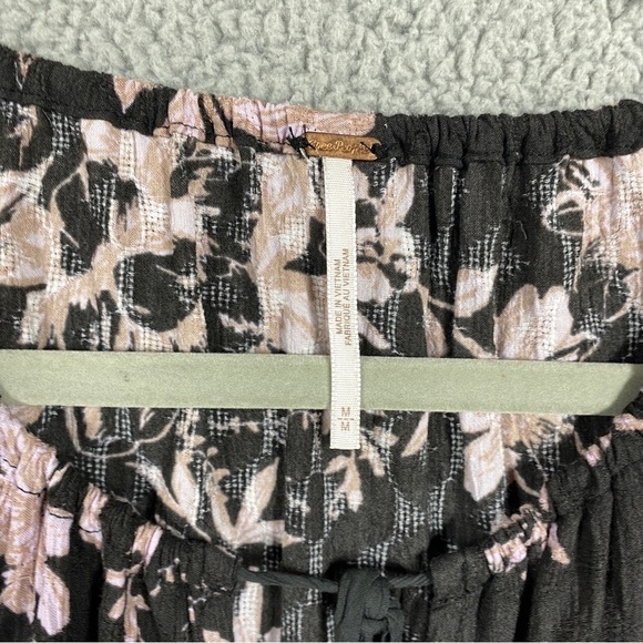 Free People Sunbaked Floral Swing Dress in Washed Black Womens Size M Oversized - Picture 7 of 9
